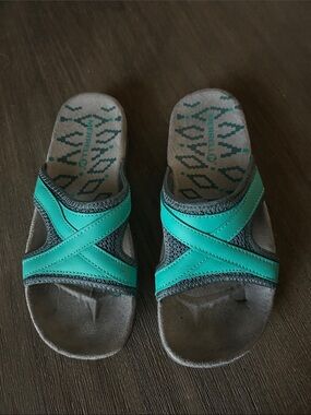 Merrell Terran Slide II sandals in a teal color, Size 5 Women.